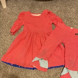 Red Polka Dot Dress with Blue Accents